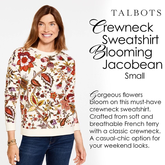 Talbots Tops - Talbots Multicolor Floral Crewneck Sweatshirt Blooming Jacobean